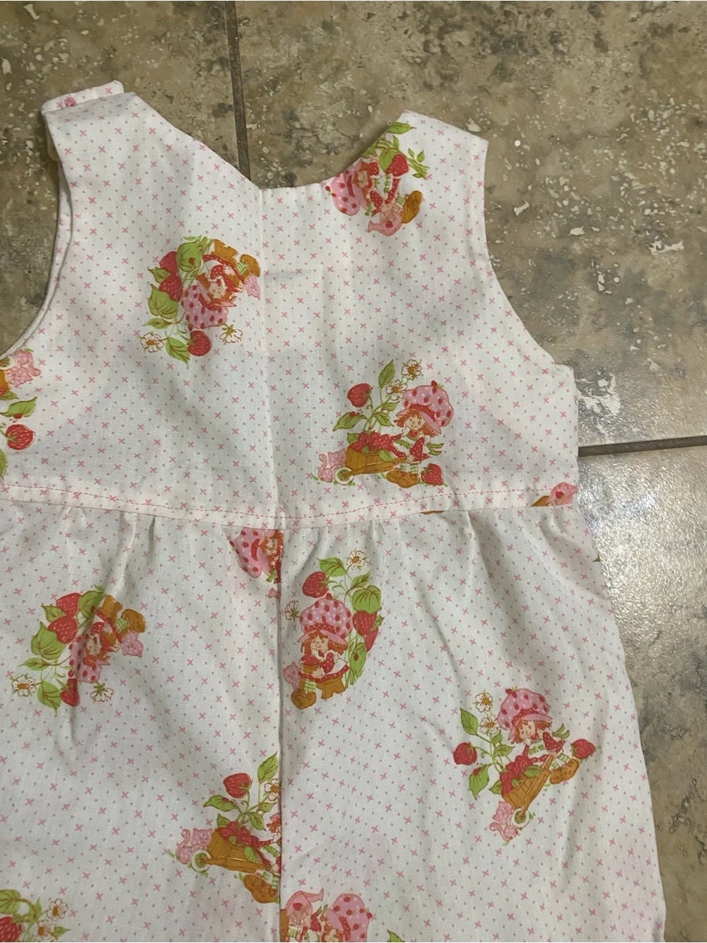 Vintage Retro 80s Strawberry Shortcake 12mo  Pink Pin Dot Sunsuit Romper Rare